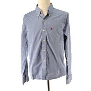 Abercrombie & Fitch Muscle Fit Button-Down Shirt XXL Blue Gingham Check EUC prep